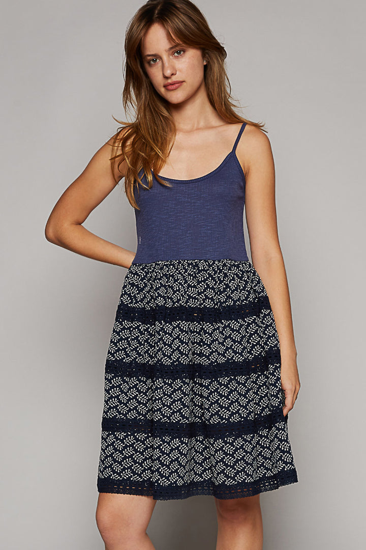 POL Women's Lace and Print Dress