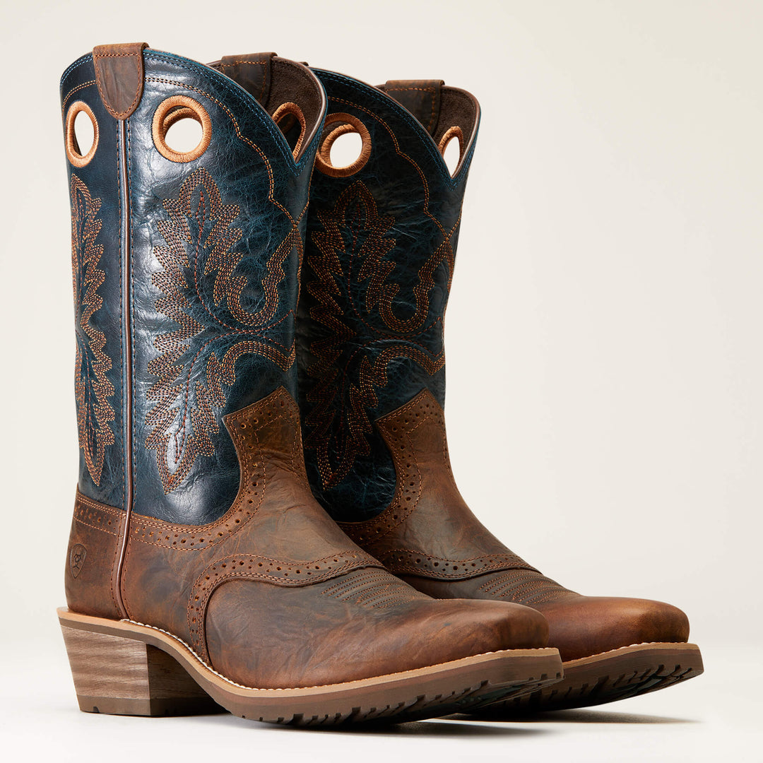 Ariat Men's Fiery Brown Hybrid Roughstock Square Toe Western Boot