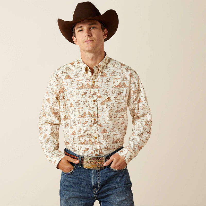 Ariat Men's Saint Classic Fit Cream Button Down Shirt 10062242 S