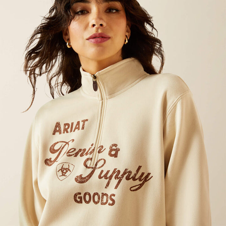 Ariat Women's Oyster Grey Denim and Supply 1/2 Zip Sweatshirt