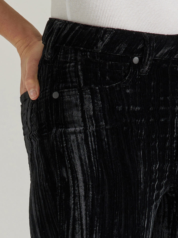 Wrangler Women's Retro Black Velvet High Rise Trumpet Flare