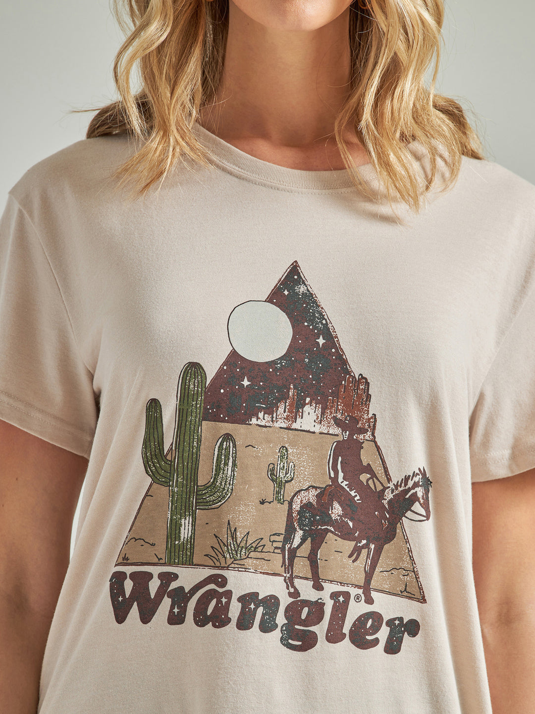 Wrangler Women's Tan Pyramid Western Boyfriend Graphic Tee