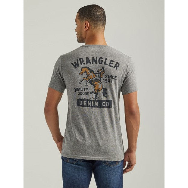 ◆Wrangler◆ Western Symbols TShirt Charcoal Wrangler Men's Graphic Logo T-Shirt in Graphite Heather