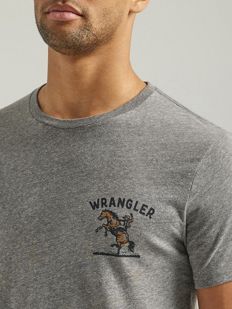 Wrangler Men's Graphite Bucking Cowboy Graphic Tee