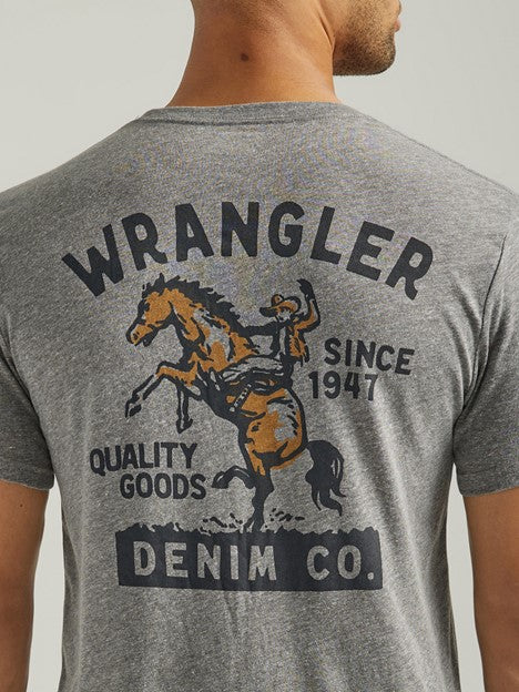 Wrangler Men's Graphite Bucking Cowboy Graphic Tee
