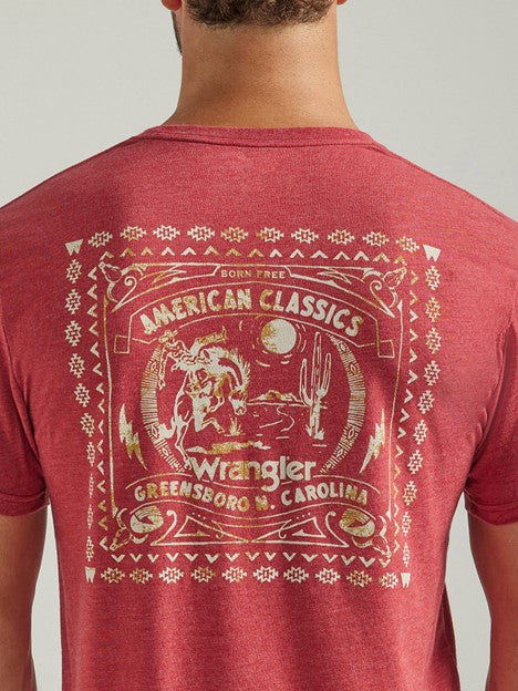 Wrangler Men's Brick Red American Classic Graphic Tee