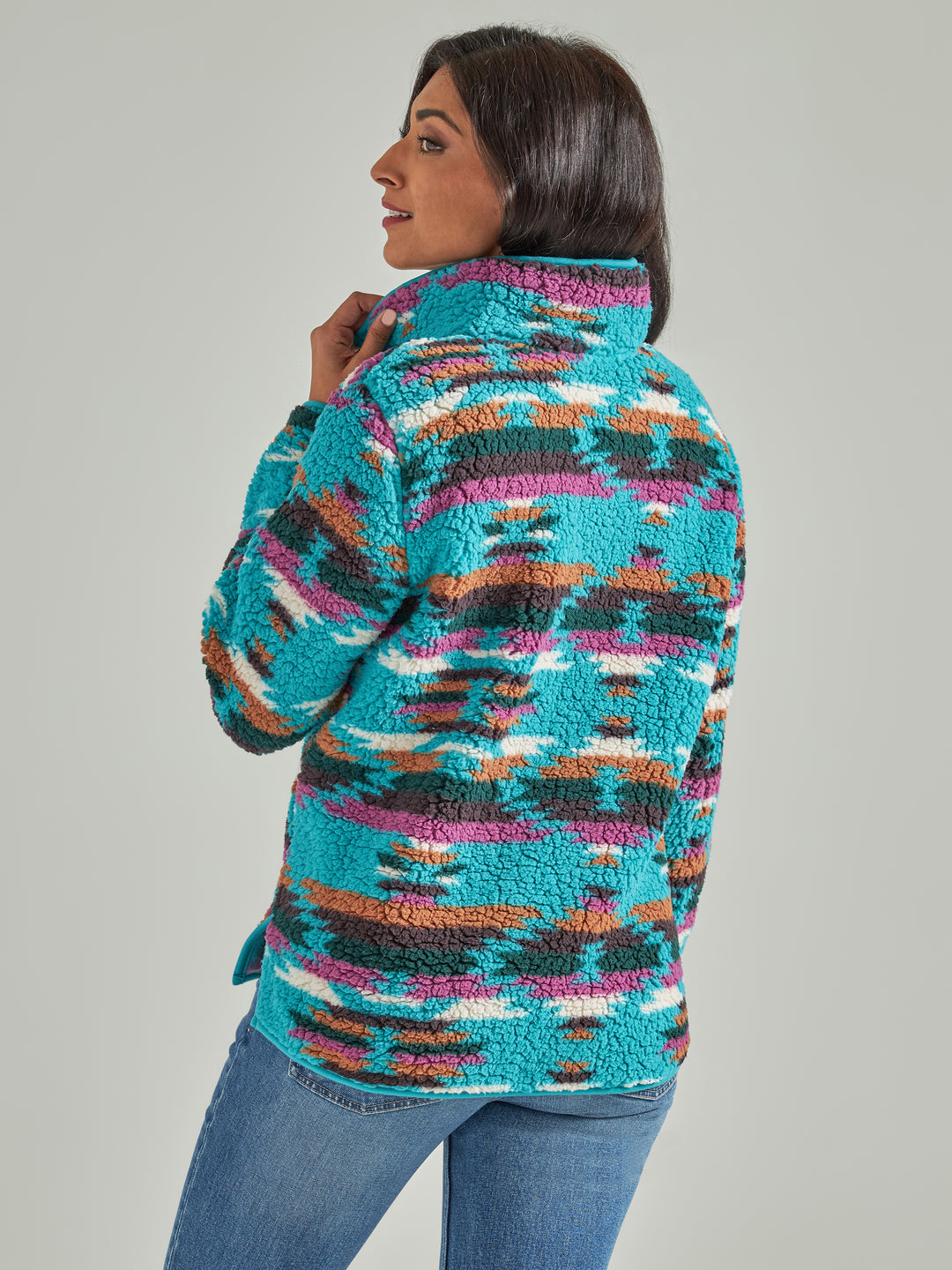 Wrangler Women's Retro Dark Teal Quarter Zip Sherpa Pullover