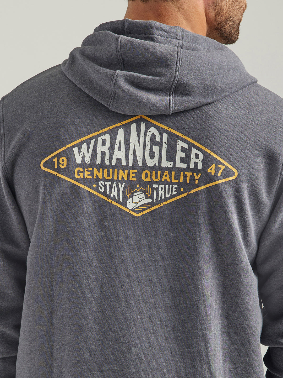 Wrangler Men's Charcoal Heather Graphic Logo Full Zip Hoodie