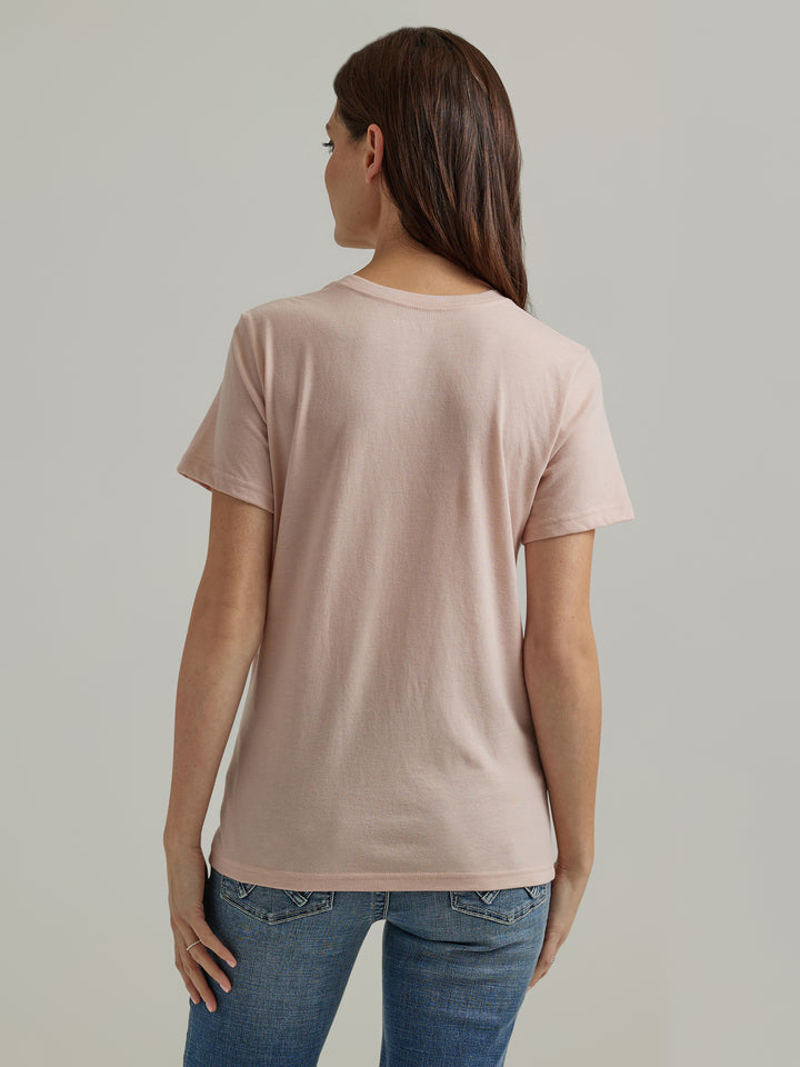 Wrangler Women's Peach Heather Nostalgia Logo Graphic Tee