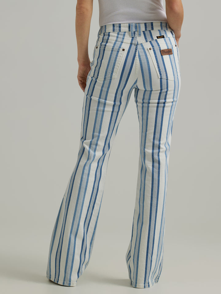 Wrangler Women's Blue Stripe Gabby Retro Bailey Flare Jean