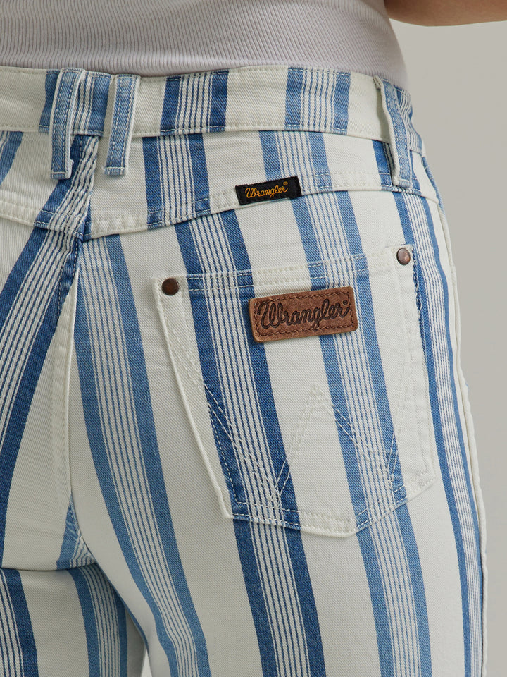 Wrangler Women's Blue Stripe Gabby Retro Bailey Flare Jean