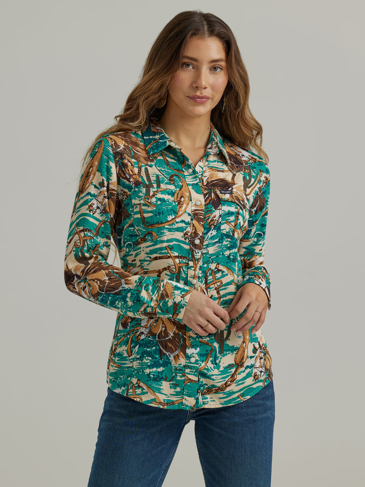 Wrangler Women's Retro Southwestern Snap Shirt