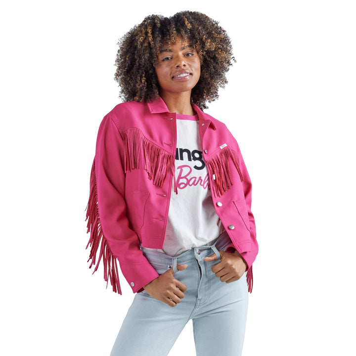 Wrangler Women's Barbie Pink Fringe Wrancher Jacket