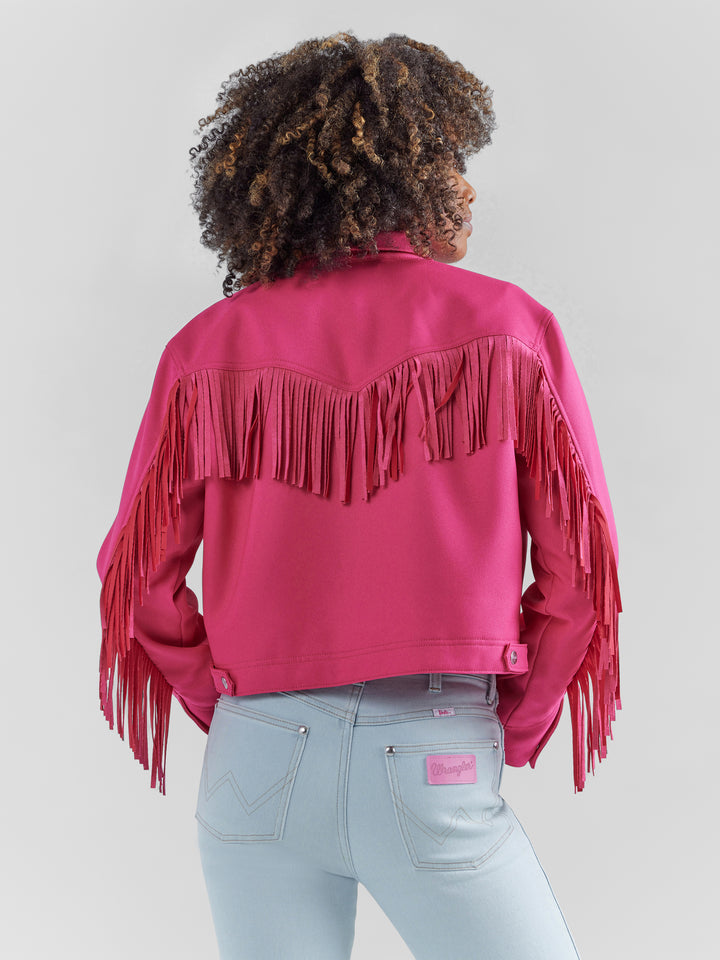 Wrangler Women's Barbie Pink Fringe Wrancher Jacket