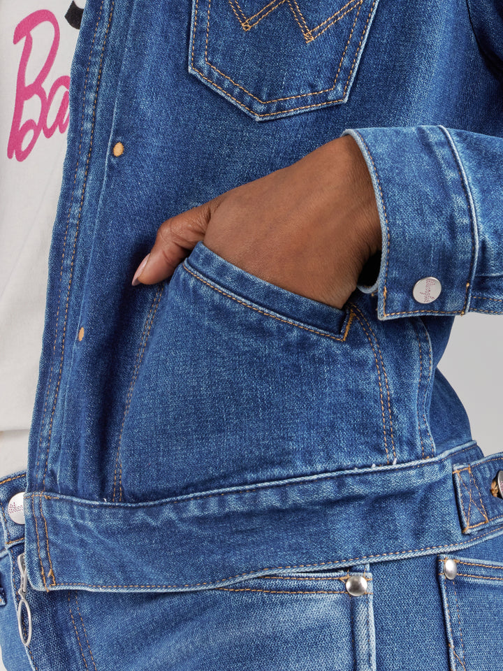 Wrangler Women's Barbie Zip Front Denim Jacket