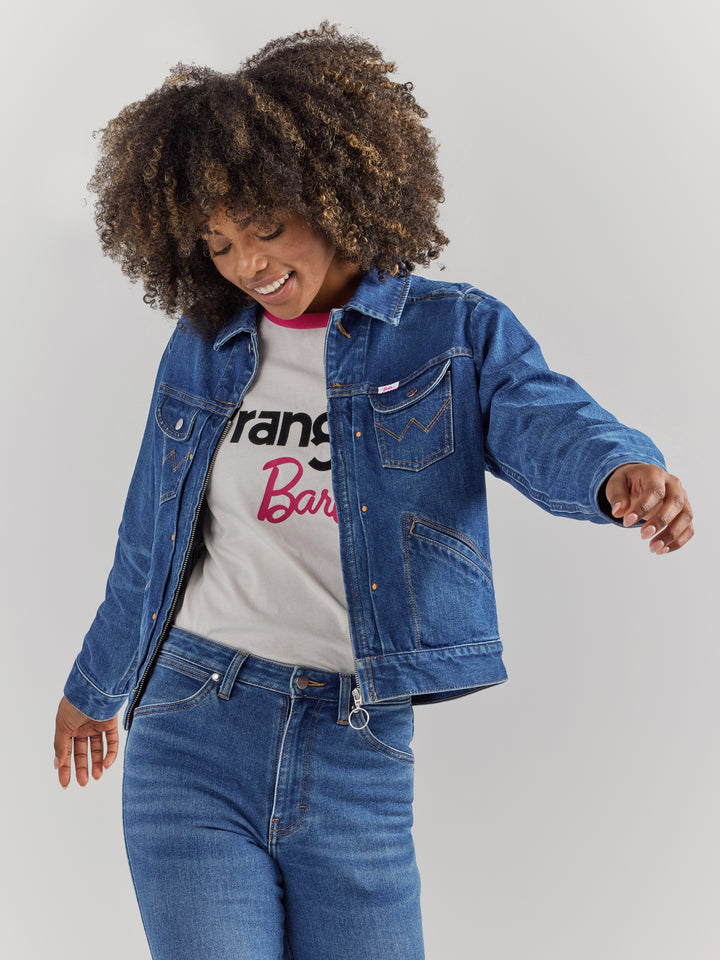Wrangler Women's Barbie Zip Front Denim Jacket