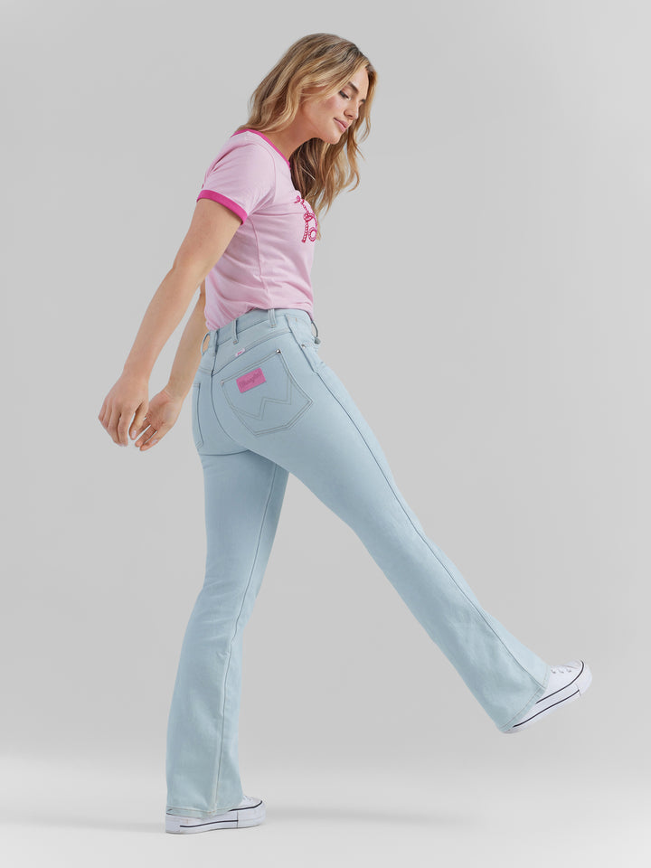 Wrangler Women's Barbie Logo Pink Slim Ringer Tee