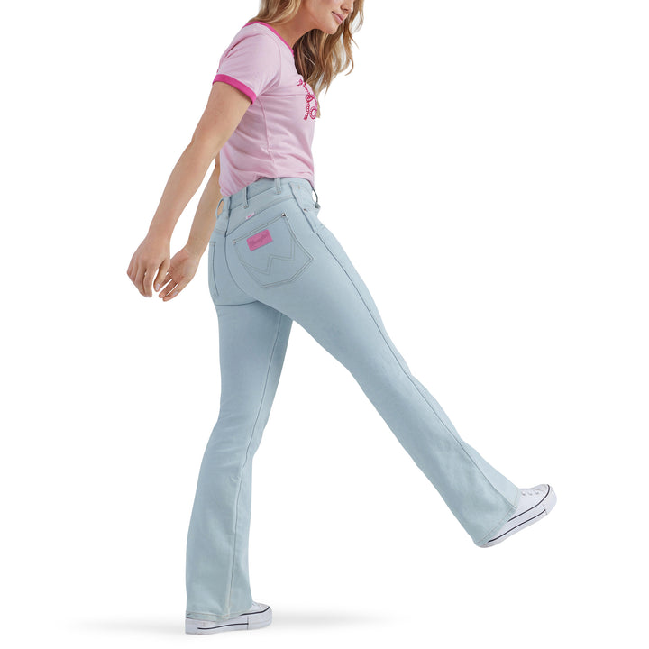 Wrangler Women's Barbie Logo Pink Slim Ringer Tee