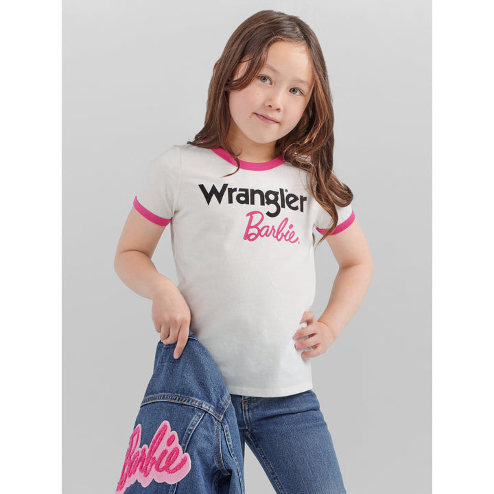 Wrangler Girl's Barbie Logo Ringer Tee