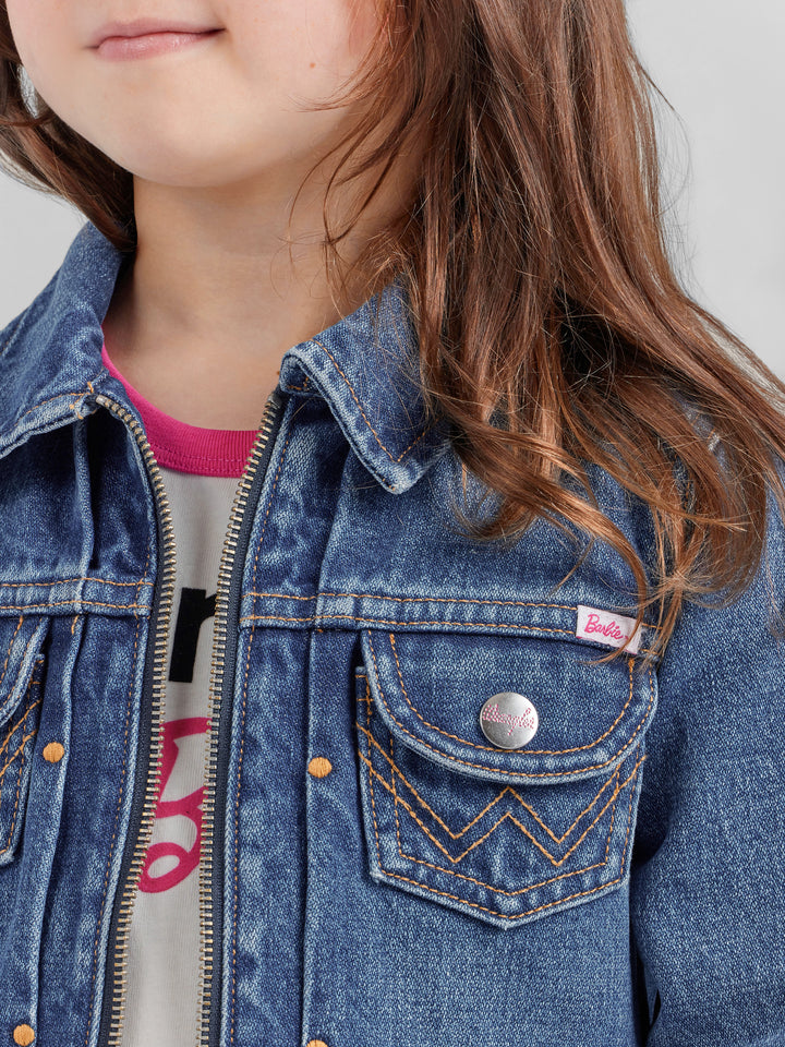 Wrangler Girl's Barbie Zip Front Denim Jacket