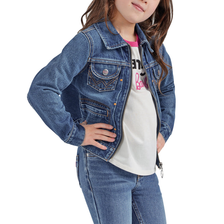 Wrangler Girl's Barbie Zip Front Denim Jacket