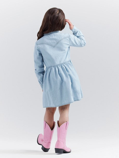 Wrangler Girl's Barbie Embroidered Denim Shirt Dress
