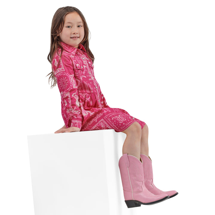 Wrangler Girl's Barbie Bandana Western Snap Shirt Dress