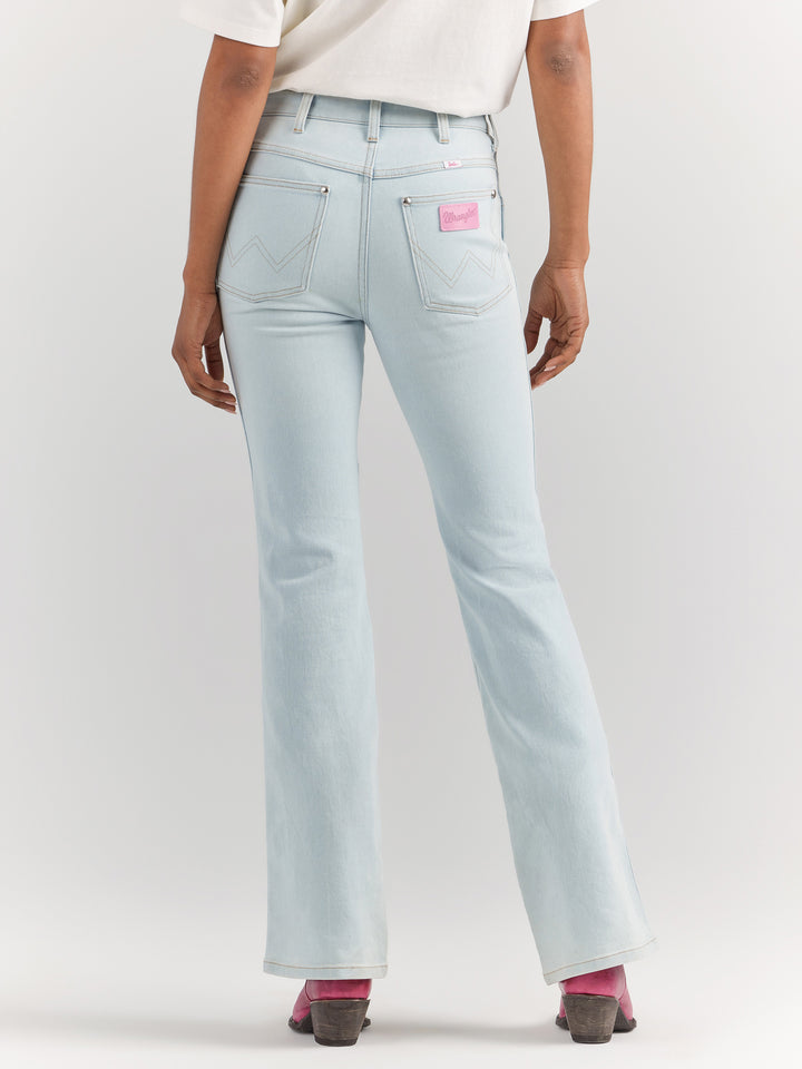 Wrangler Women's Barbie Westward Ken Blue High Rise Bootcut Jean