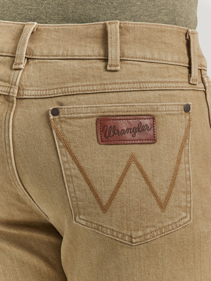 Wrangler Men's Saddle Color Washed Retro Slim Straight Jean