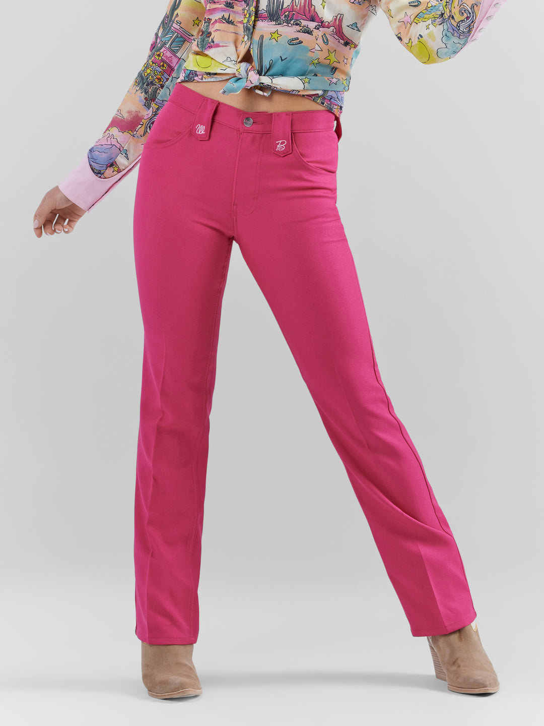 Wrangler Women's Barbie Pink High Rise Wrancher Pant