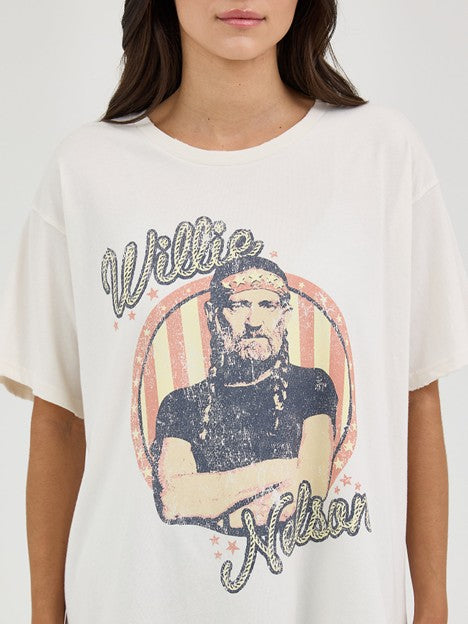 Wrangler Women's Marshmallow Oversized Willie Nelson Band Tee
