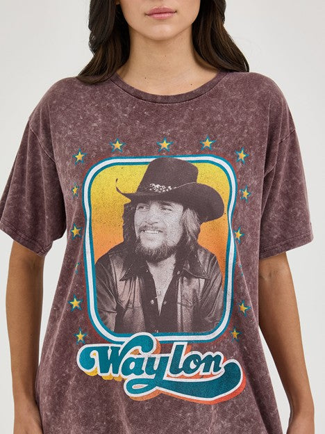 Wrangler Women's Fudge Comet Oversized Waylon Jennings Band Tee