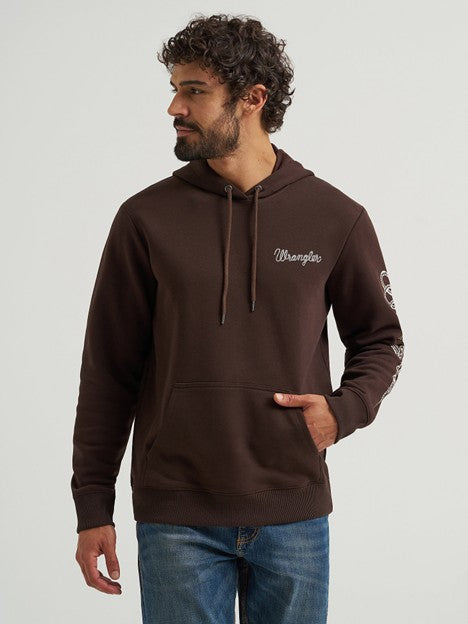 Wrangler Men's Mole Brown Rope Logo Hoodie