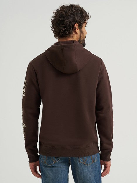 Wrangler Men's Mole Brown Rope Logo Hoodie