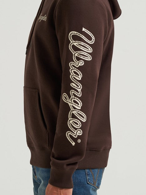 Wrangler Men's Mole Brown Rope Logo Hoodie
