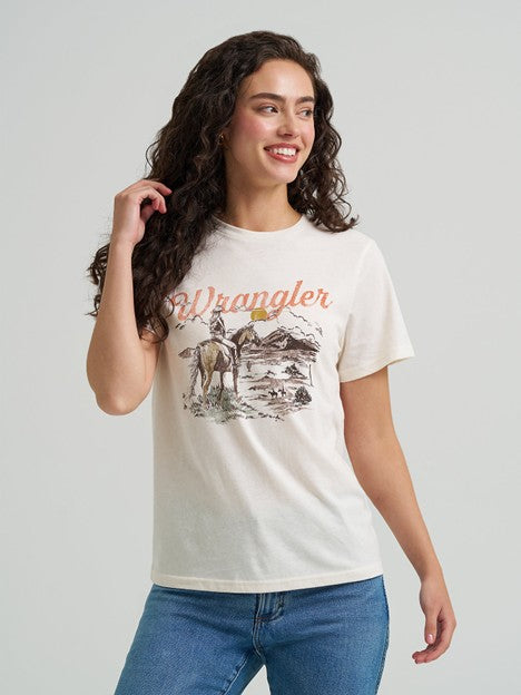Wrangler Women's Whisper White Western Landscape Graphic Tee