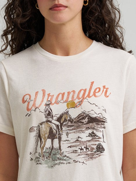 Wrangler Women's Whisper White Western Landscape Graphic Tee