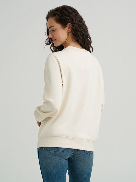 Wrangler Women's Painterly White Bucking Pastel Graphic Crew Sweatshirt