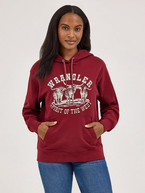 Wrangler Women's Cabernet Spirit of the West Graphic Hoodie