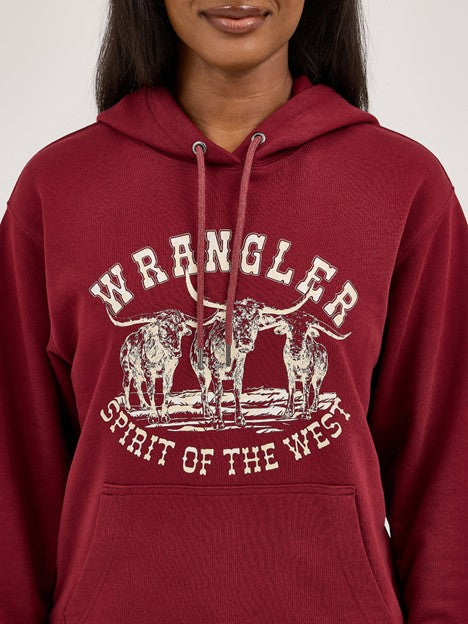 Wrangler Women's Cabernet Spirit of the West Graphic Hoodie