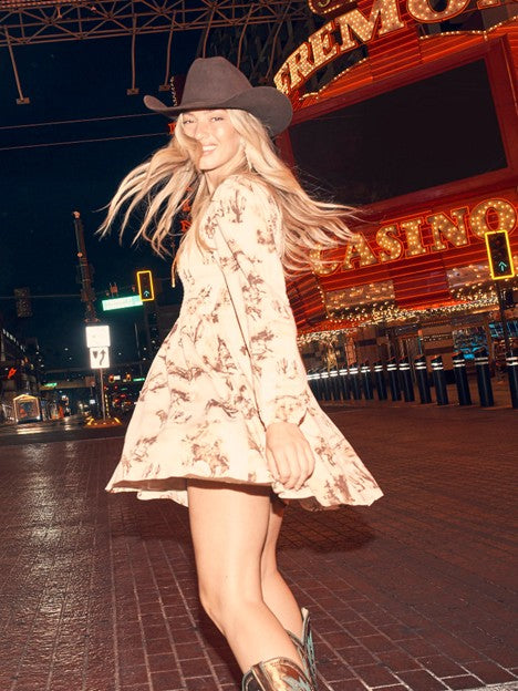 Wrangler Women's Cream Smocked A-line Dress