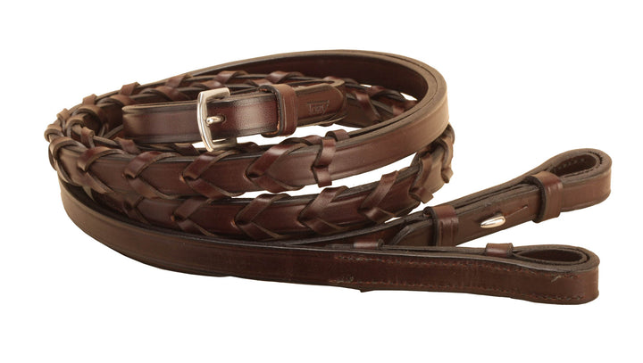 Tory Leather Extra Long Laced Reins with Stud Hook Bit Ends