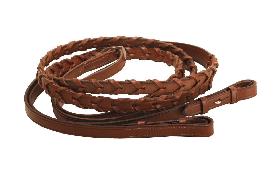 Tory Leather Extra Long Laced Reins with Stud Hook Bit Ends
