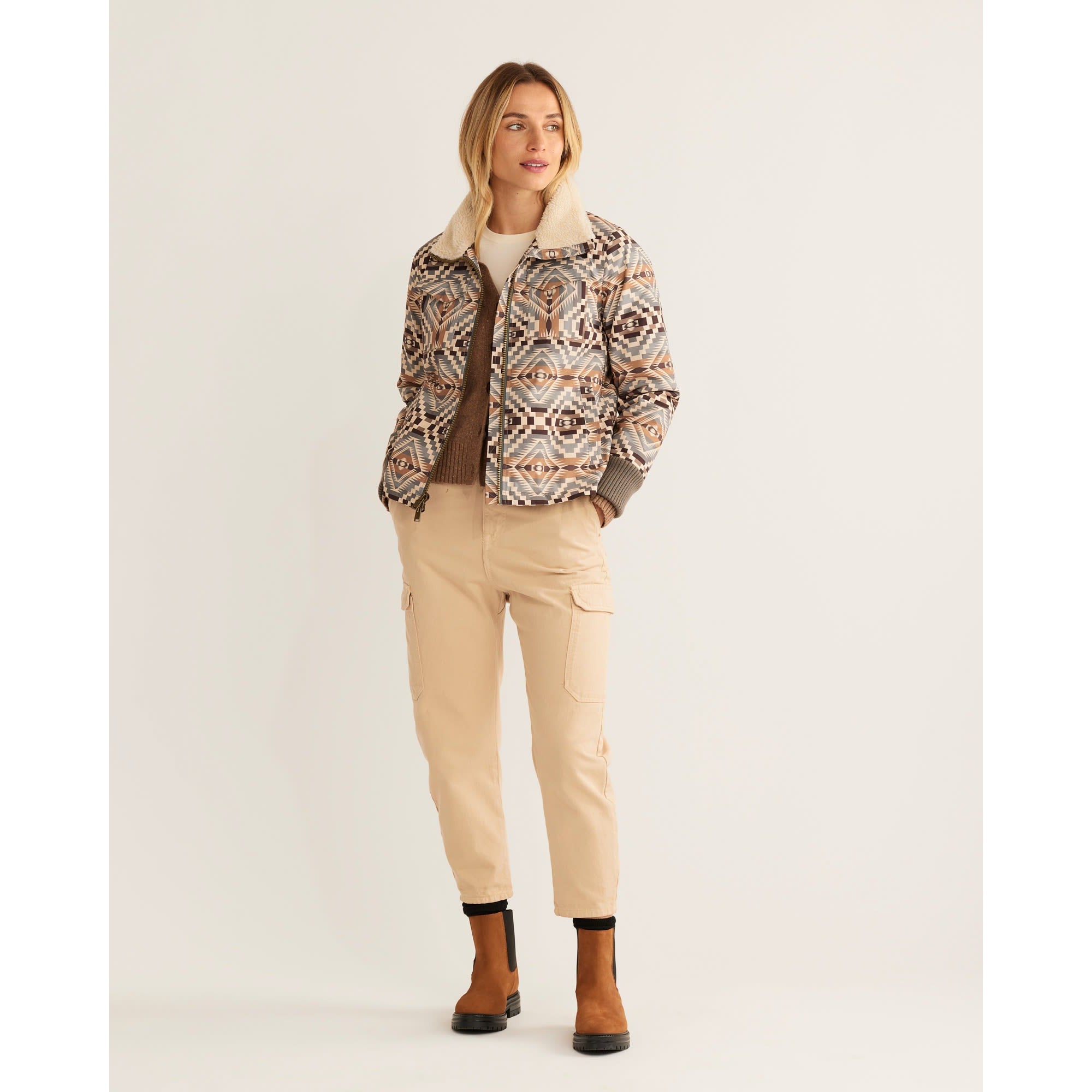 Pendleton Women's Abiquiu Sky Tan Madera Zip Jacket – West 20