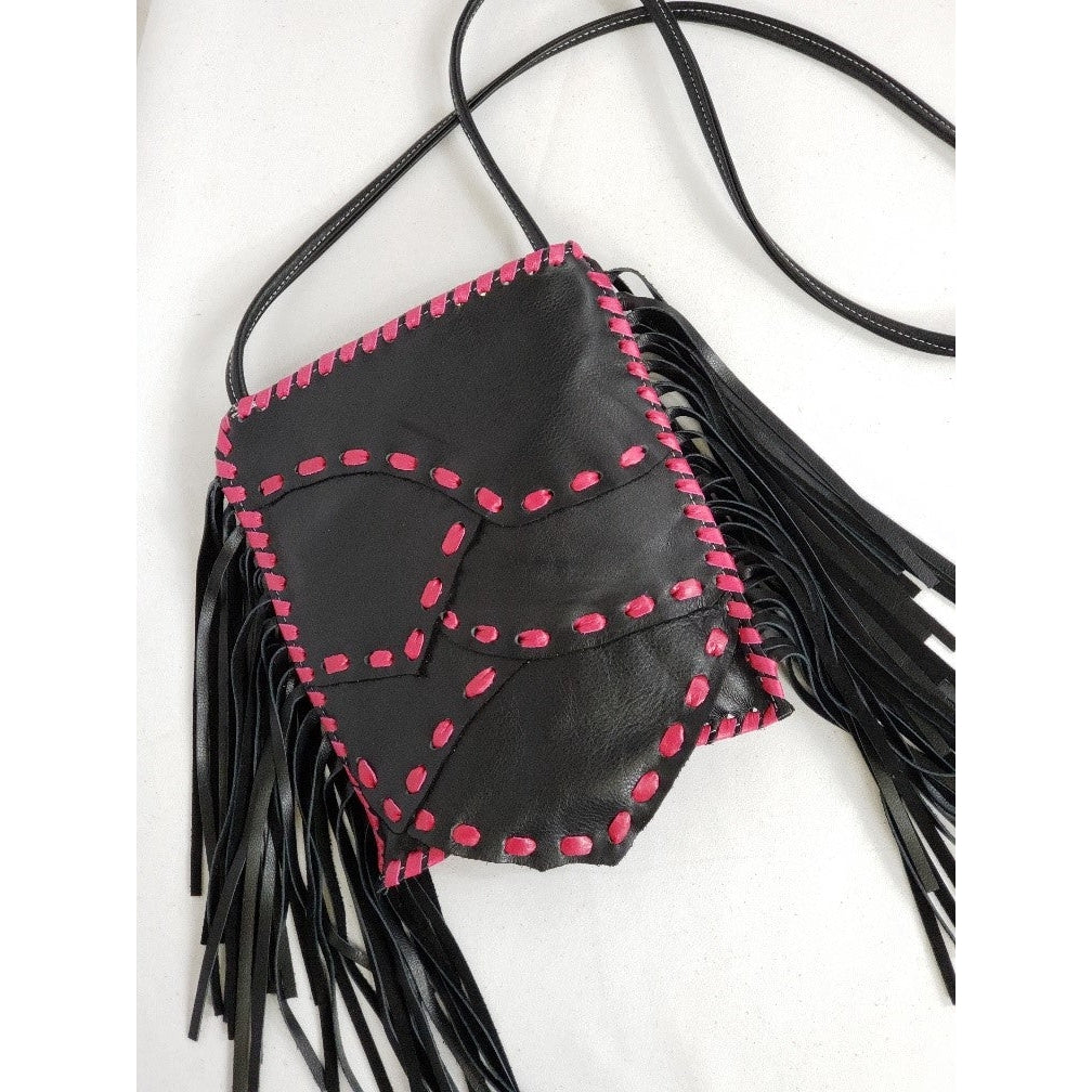 KurtMen Black Buffalo Bill Patches with Pink Stitching Crossbody bag