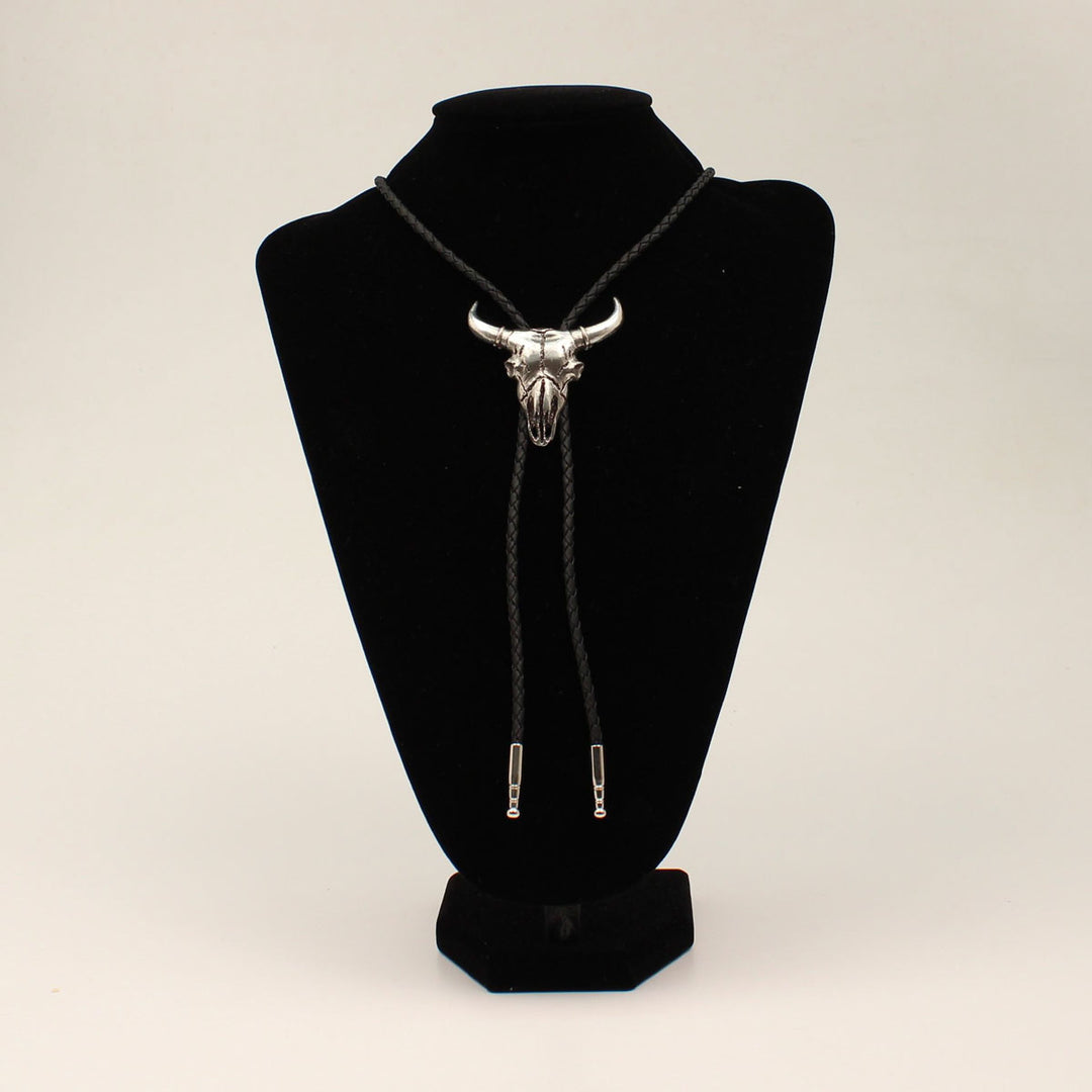 M&F Western Silver Steer Skull Bolo Tie