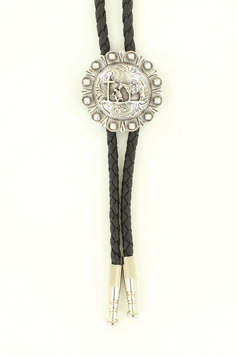 M&F Western Silver Cowboy Prayer Bolo Tie