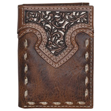 Justin Tooled Yoke with Buckstitch Trifold Wallet
