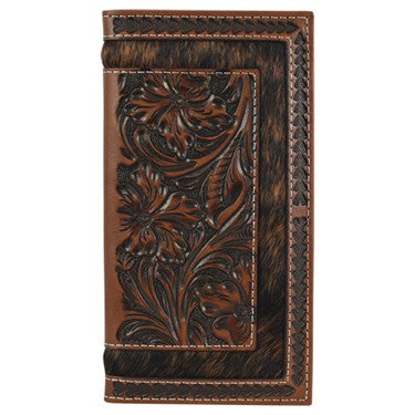 Justin Hair On and Floral Tooled Rodeo Wallet