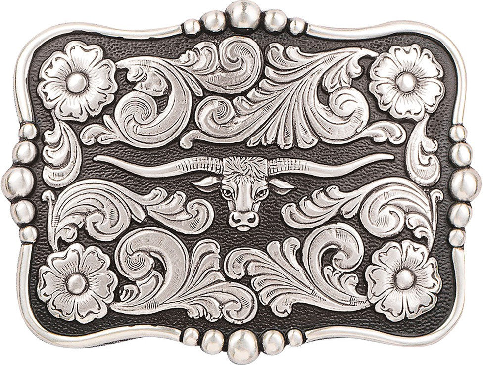 Nocona Longhorn with Floral Accent Belt Buckle